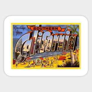 Greetings from Southern California - Vintage Large Letter Postcard Sticker